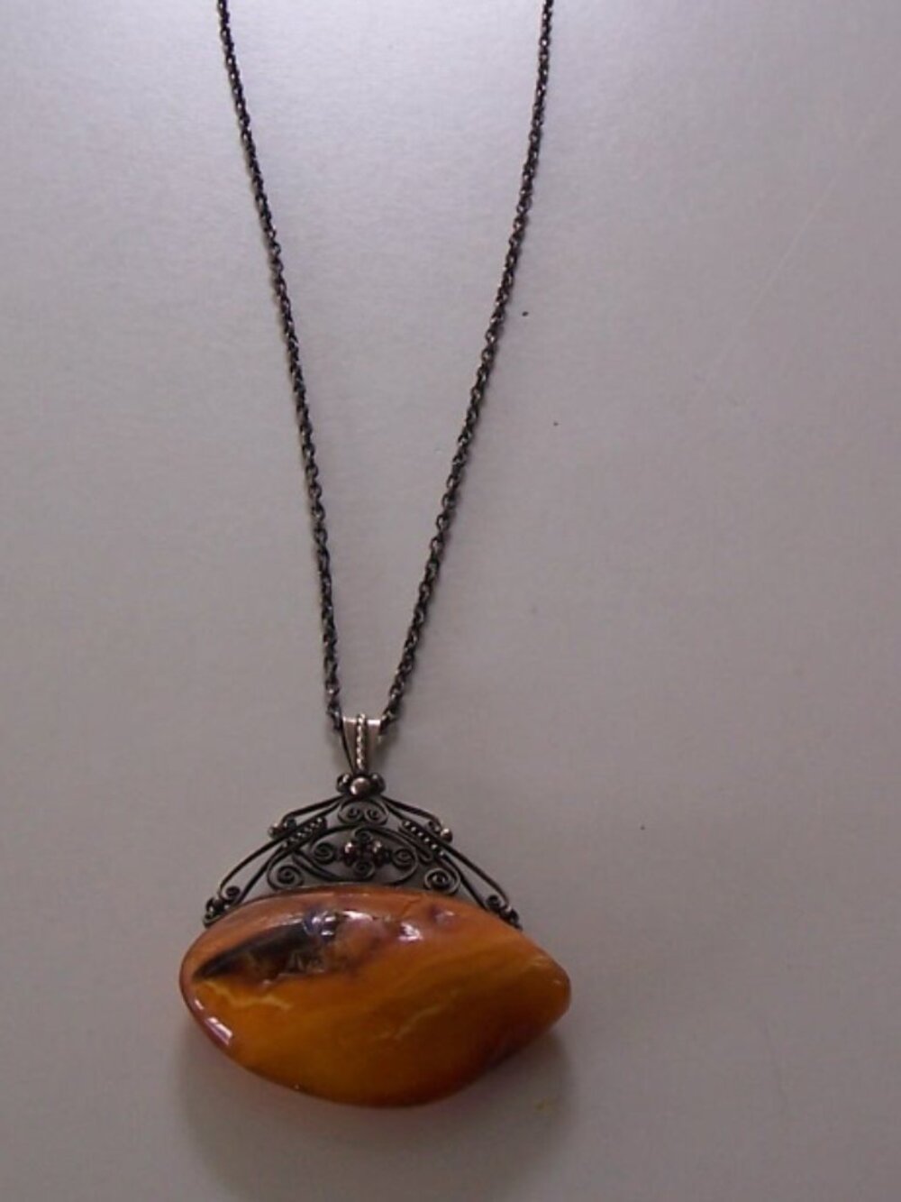 Vintage Baltic Nouveau Sterling Silver Necklace. Chain Length in Total 26"